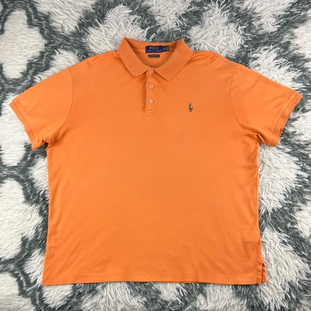 Polo Ralph Lauren Men's Orange Custom Slim Fit Polo Shirt Size XL
